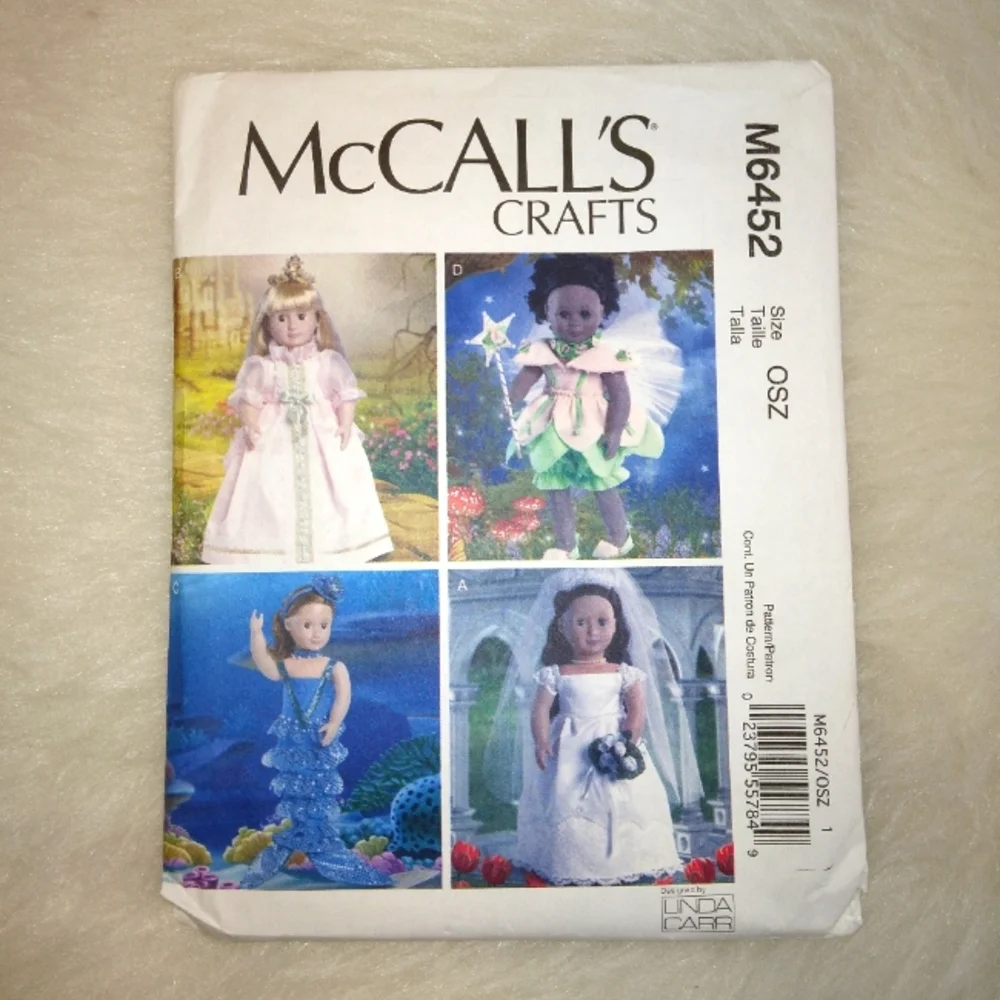 McCall's M6452 Costumes for American Girl Doll Princess Fairy Mermaid Br…